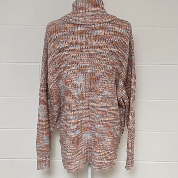 SO  XL Pastel Chunky Knit Mock Cowl Neck Sweater Tunic Side Slits - Picture 3 of 11